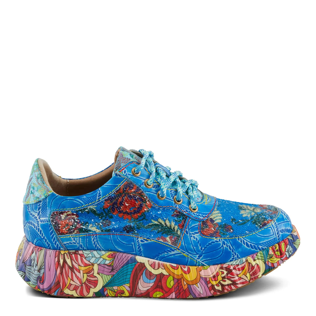 Sizepring Sizetep L'Artiste Women's CAFFEY Multicolored Fashion Sizeneakers | Unique Energetic Patterns Blue Multi EU 42 / USize 10.5-11