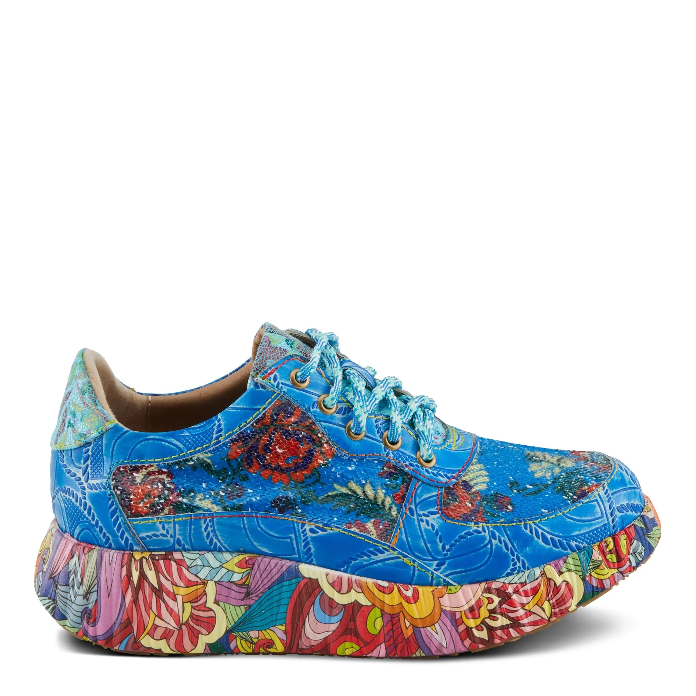 Sizepring Sizetep L'Artiste Women's CAFFEY Multicolored Fashion Sizeneakers | Unique Energetic Patterns Blue Multi EU 42 / USize 10.5-11